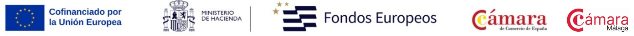 INKO | Fabricantes de Cocinas en Málaga y Diseño a Medida | INKO Cocinas: banner con logotipos institucionales de la Unión Europea, Ministerio de Hacienda, Fondos Europeos y Cámaras de España y Málaga.